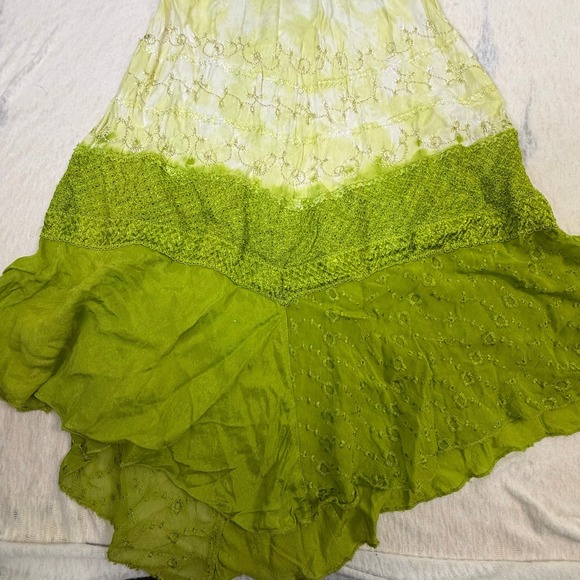 Advance Apparel Green Boho Halter Dress Tie Dye Embroidered Free Size - Picture 2 of 8